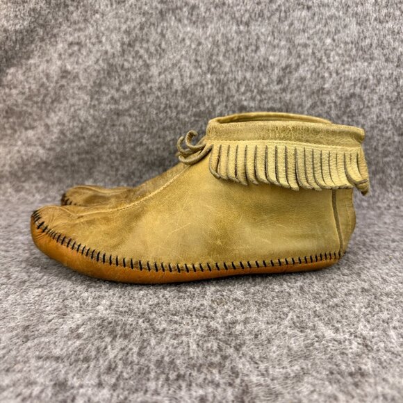 ✅VTG Handmade Leather Fringe Moccasins -Talon Zipper ✅NO SIZE -CONDITOIN ISSUES - Picture 11 of 14